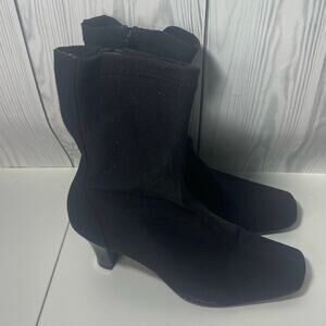 Aerosoles Black Suede Ankle Boots w/ Square Toe, Size 7.5M